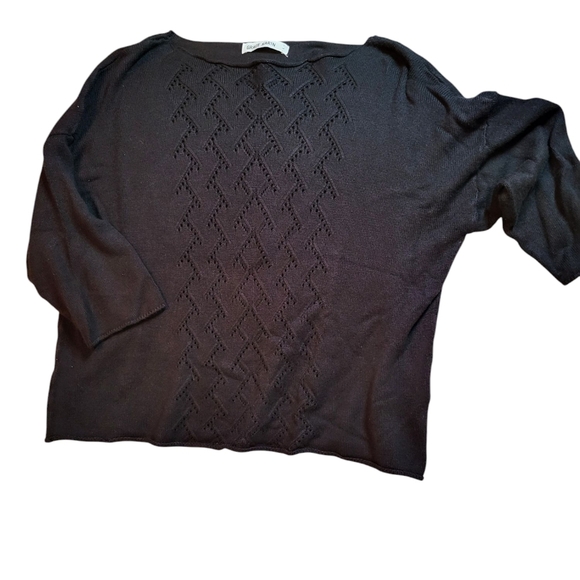 🩷 3/$15 Grace Karin 3/4 Sleeve Boat Neck Black Sweater, Size Large, EUC - Picture 1 of 1